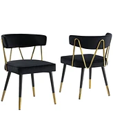 Best Master Furniture Aireys 31" Velvet with Metal Accents Armless Chair, Set of 2