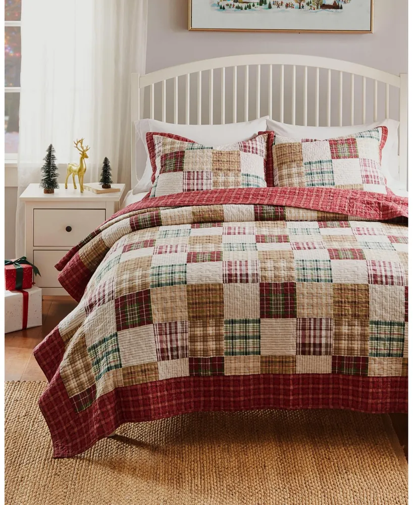 Greenland Home Fashions Oxford 100% Cotton Reversible Piece Quilt Set