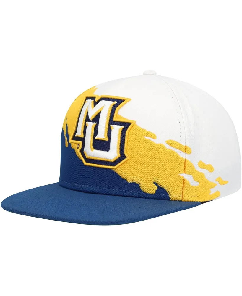 Men's Mitchell & Ness Navy, White Marquette Golden Eagles Paintbrush Snapback Hat