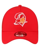 Men's New Era Red Tampa Bay Buccaneers Throwback Logo A-Frame Trucker 9FORTY Adjustable Hat