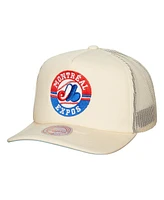 Men's Mitchell & Ness Cream Montreal Expos Cooperstown Collection Evergreen Adjustable Trucker Hat