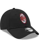 Big Boys and Girls New Era Black Ac Milan Core 9FORTY Adjustable Hat