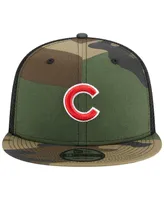 Men's New Era Camo Chicago Cubs Woodland Camo Trucker 9FIFTY Snapback Hat