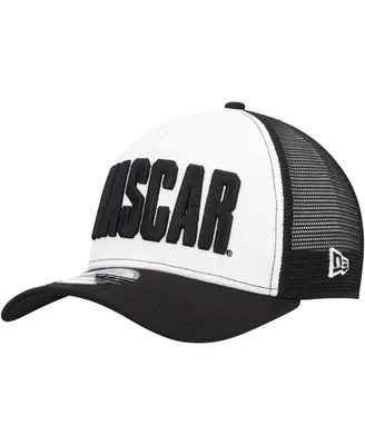 Men's New Era Black, White Nascar 9FORTY A-Frame Trucker Snapback Hat