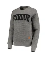 Women's Pressbox Heather Charcoal Purdue Boilermakers Moose Quilted Pullover Sweatshirt