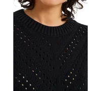 French Connection Women's Mozart Chevron-Stitch Cropped Cotton Sweater