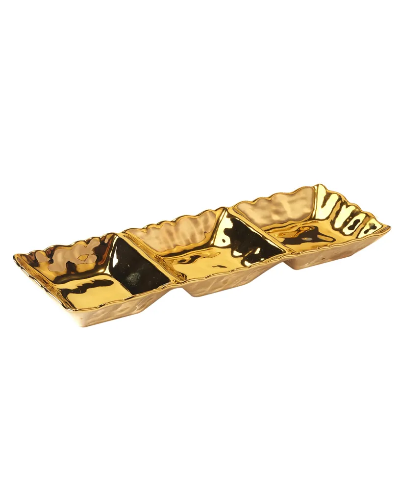 Certified International Gold-Silver Tone Coast 3 Section Tray