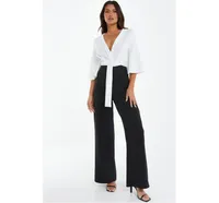 Women's Two Toned Scuba Crepe Jumpsuit