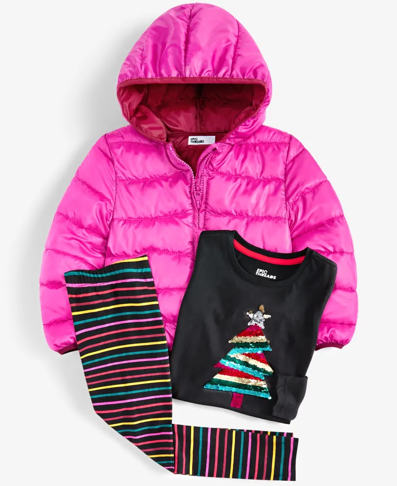 Epic Threads Toddler & Little Girls Unicorn Quilted Solid Packable Hooded Puffer Jacket, Created for Macy's