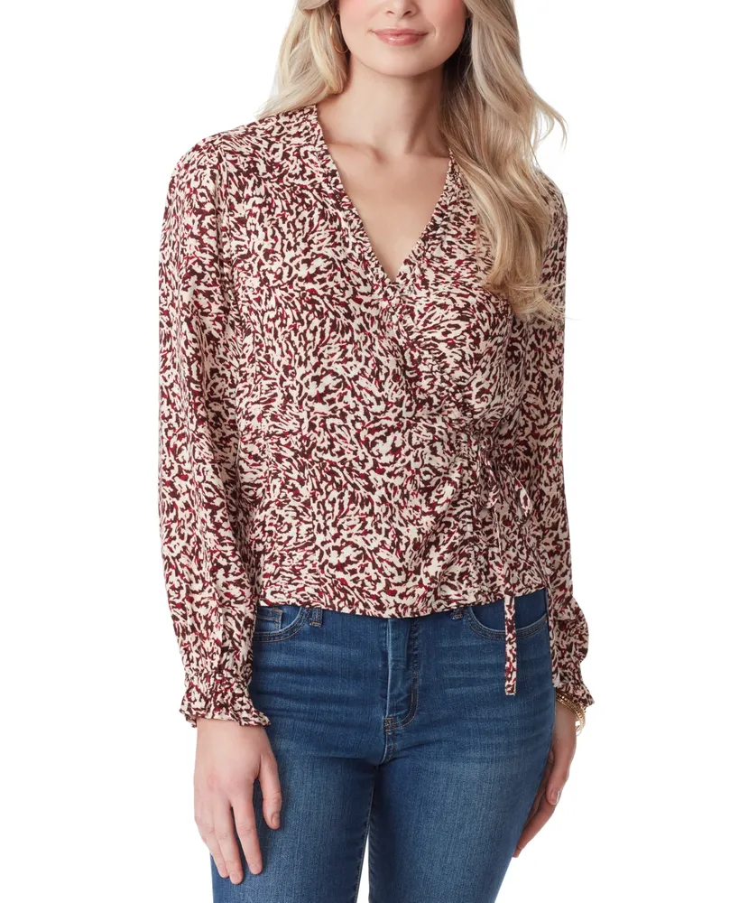 Jessica Simpson Women's Floral-Print Tanya Wrap Top - GARDENIA