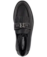 Karl Lagerfeld Paris Men's Tumbled Leather Slip-On Kilted Tassel Loafers