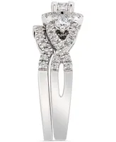 Diamond Halo Twist Shank Bridal Set (7/8 ct. t.w.) in 14k White Gold