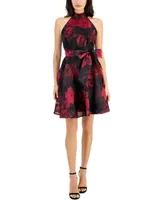 Taylor Women's Floral-Print Fit & Flare Dress