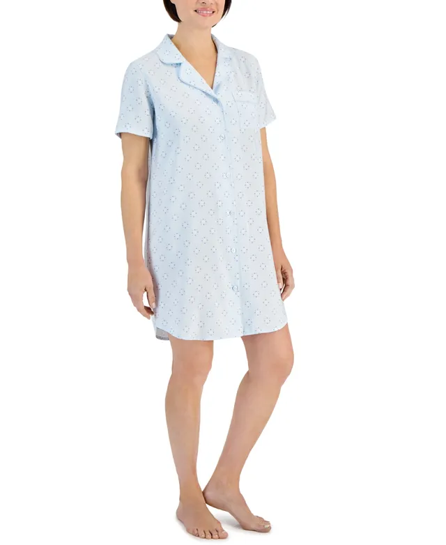 Women's　Sleepshirt　Soft　Club　Charter　Knit　Printed　Long-Sleeve　Hawthorn　Mall