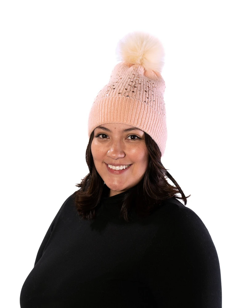 Marcus Adler Scattered Crystal Pom Beanie