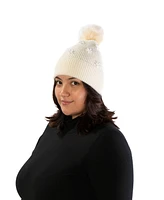 Marcus Adler Imitation Pearl Flower Pom Beanie