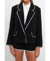 English Factory Women's Rickrack Edge Blazer