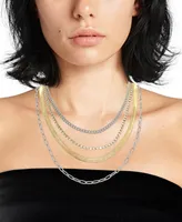 Steve Madden Faux Stone Tennis Layered Necklace Set - Two