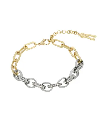 Steve Madden Faux Stone Mixed Link Bracelet - Crystal, Two