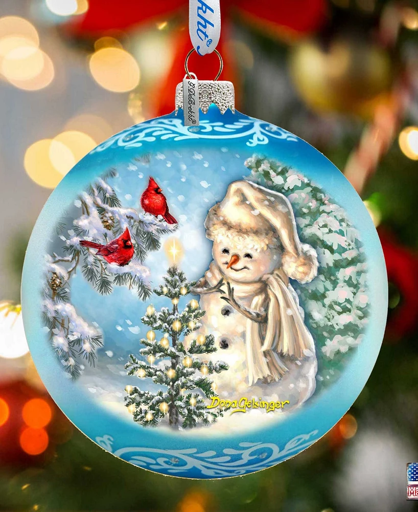 Designocracy Glowing Snowman Large Mercury Glass Collectible Ornaments D. Gelsinger