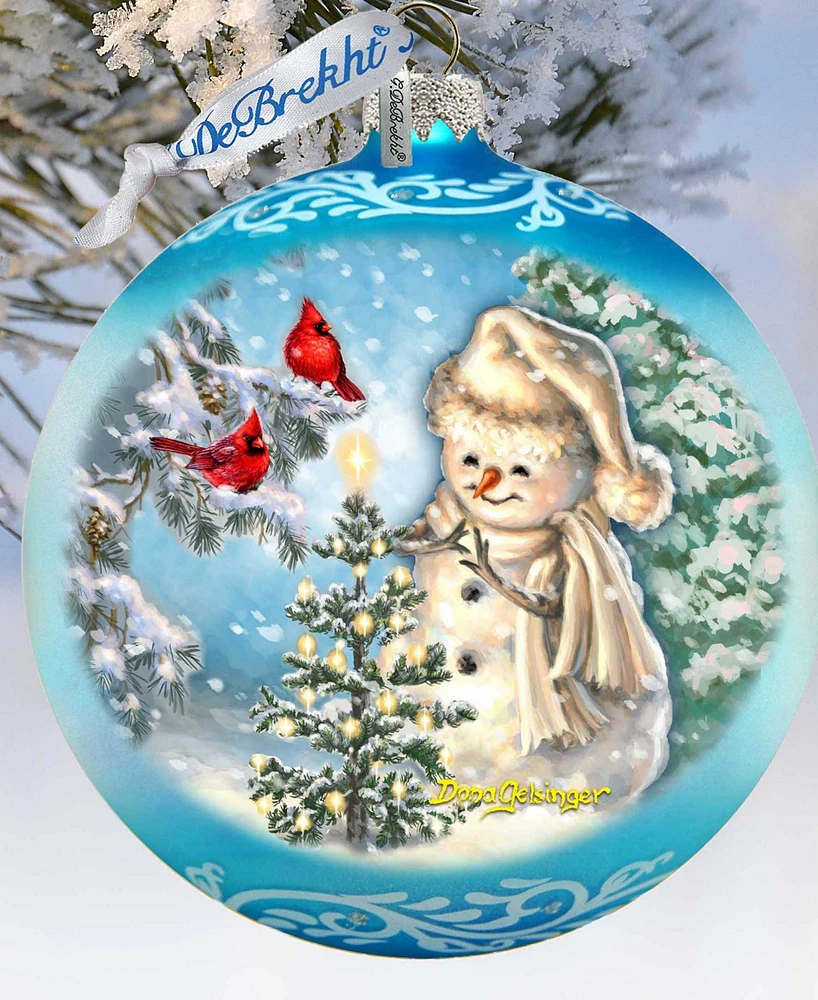 Designocracy Glowing Snowman Large Mercury Glass Collectible Ornaments D. Gelsinger
