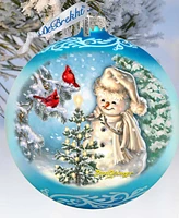 Designocracy Glowing Snowman Large Mercury Glass Collectible Ornaments D. Gelsinger