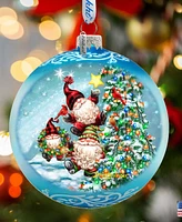 Designocracy Reaching High Dwarfs Lg Glass Christmas Collectible Ornaments D. Gelsinger
