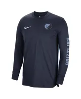 Men's and Women's Nike Navy Memphis Grizzlies 2023/24 Authentic Pregame Long Sleeve Shooting Shirt