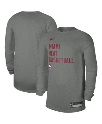 Men's and Women's Nike Heather Gray Miami Heat 2023/24 Legend On-Court Practice Long Sleeve T-shirt