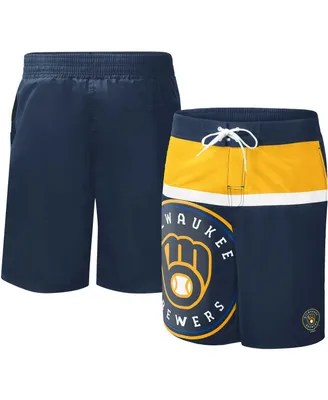 Men's G-iii Sports by Carl Banks Navy Milwaukee Brewers Sea Wind Swim Shorts