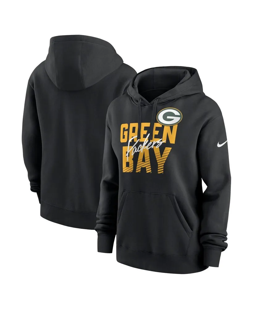 Women's Nike Black Green Bay Packers Wordmark Club Fleece Pullover Hoodie