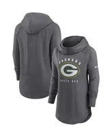 Women's Nike Heather Charcoal Green Bay Packers Raglan Funnel Neck Pullover Hoodie