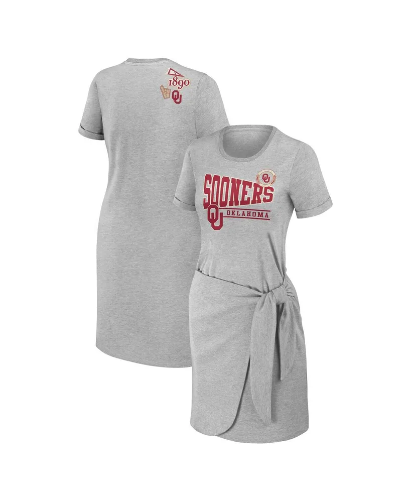 Women's Wear by Erin Andrews Heather Gray Oklahoma Sooners Knotted T-shirt Dress