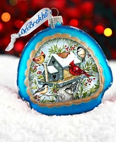 Designocracy Winter Cardinals Rainbow Christmas Mercury Glass Ornaments S. Winget