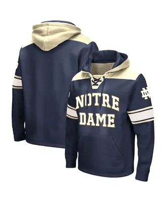 Men's Colosseum Navy Notre Dame Fighting Irish Big and Tall Hockey Lace-Up Pullover Hoodie