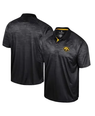 Men's Colosseum Black Iowa Hawkeyes Honeycomb Raglan Polo Shirt