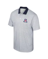 Men's Colosseum White, Navy Arizona Wildcats Print Stripe Polo Shirt