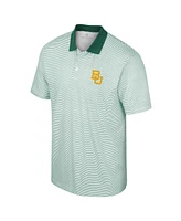 Men's Colosseum White, Green Baylor Bears Print Stripe Polo Shirt