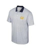 Men's Colosseum White, Navy Cal Bears Print Stripe Polo Shirt