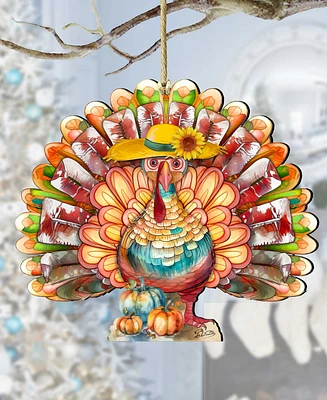 Designocracy Holiday Wooden Ornaments Thanksgiving Turkey Home Decor G. DeBrekht