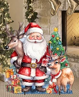 Designocracy Santa with Reindeers 32" Outdoor Christmas Lawn Decor G. DeBrekht