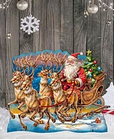 Designocracy Santa in Sleigh 28" Outdoor Holiday Yard Decor G. DeBrekht