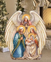 Designocracy Nativity with Angel 32" Outdoor Christmas Free Standing Garden Decor G. DeBrekht