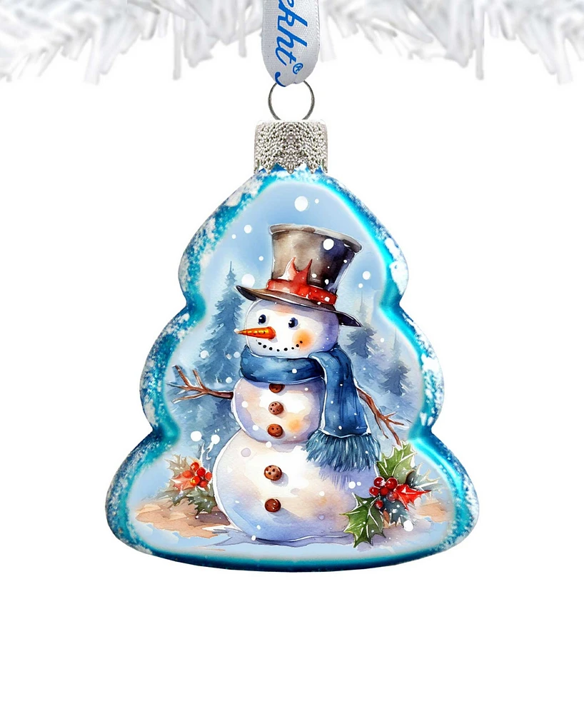 Designocracy Cheerful Snowman Keepsake Christmas Mercury Glass Ornaments G. DeBrekht