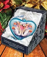 Designocracy Swan Love Heart Mercury Glass Christmas Ornaments G. DeBrekht