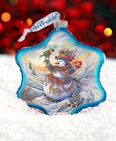 Designocracy Festive Frosty Friend Snowflake Christmas Mercury Glass Ornaments G. DeBrekht