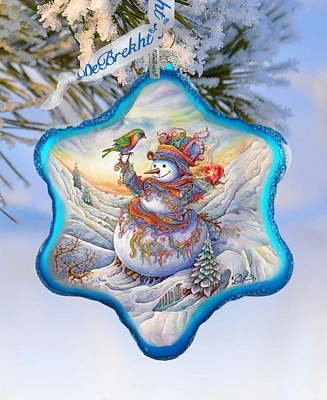 Designocracy Festive Frosty Friend Snowflake Christmas Mercury Glass Ornaments G. DeBrekht