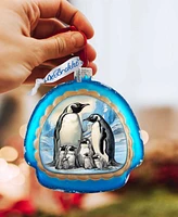 Designocracy A Love on Ice - Penguin's Family Rainbow Christmas Glass Ornaments G. DeBrekht