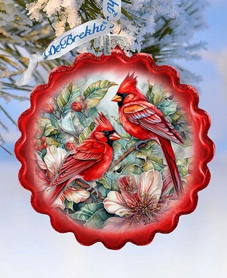 Designocracy Cardinals Wreath Christmas Mercury Glass Ornaments G. DeBrekht