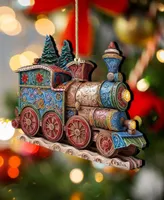 Designocracy Christmas Train Christmas Wooden Ornaments Holiday Decor G. DeBrekht